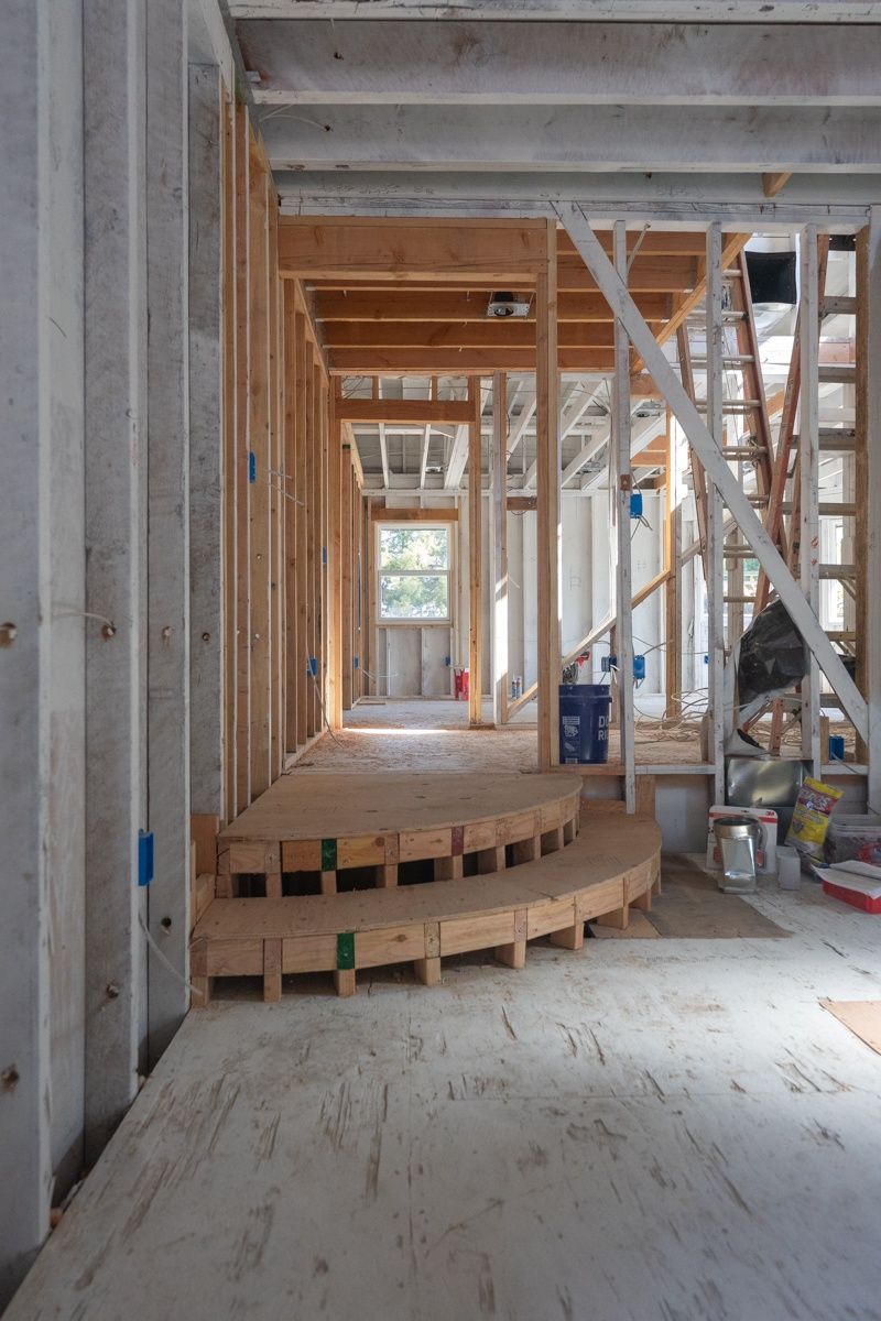Poplar fire rebuild — portrait view of construction